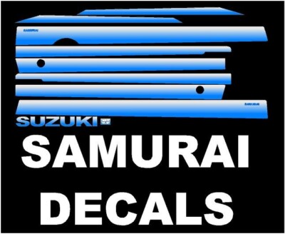 SUZUKI SAMURAI DECALS LINES CALCOMANIAS GRAFICAS DE GRIS CLARO A AZUL CIELO