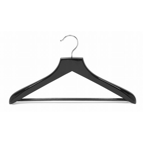 Petite Deluxe Black Wooden Suit Hanger Non-Slip Bar 3-Pack-image