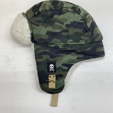 Toddler Boys Trapper Hat GREEN CAMOUFLAGE Insulated FAUX FUR