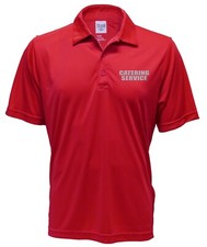 Catering Service Red Polo REFLECTIVE design,Performance Polo, moisture wicking