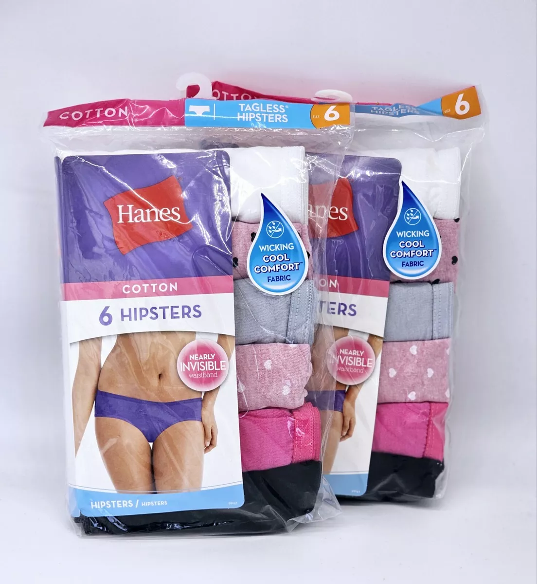 Hanes Women's Hipster Panties Underwear 12 Pair Cotton Assorted Colors Size  6