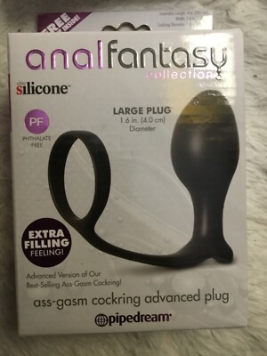 Anal Fantasy Collection Large Silicone Plug - Black, pipedream w/ ring for  him | eBay