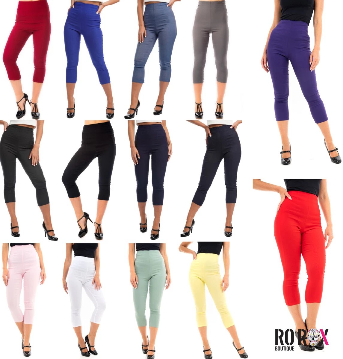 Essentials Womens High Rise Capri Every Day Fitness Legging :  : Clothing, Shoes & Accessories