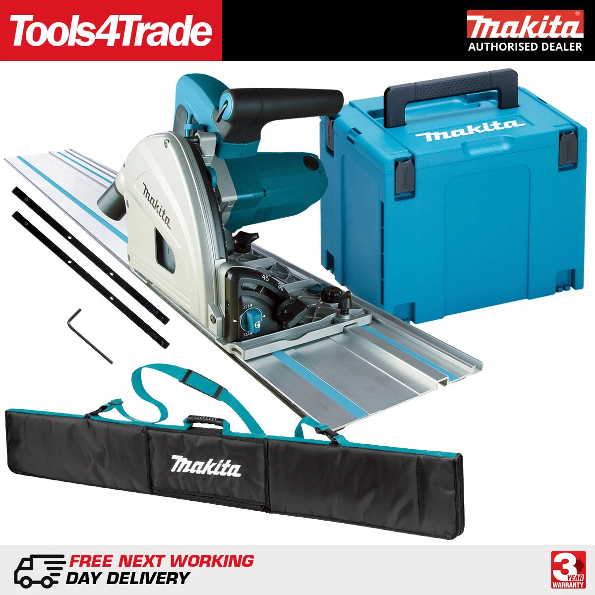 Makita SP6000J1 Plunge Saw 240V With 1 1.5m Guide Rail + Case & Rail 88381638999 | eBay