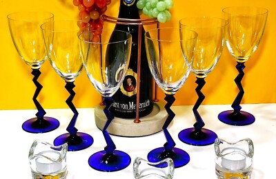 Schott Zwiesel Wein Glas blau Champagner Zick Zack Zig Zag Party Sylvester
