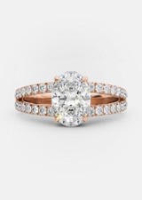 2Ct Oval Cut Lab Created Diamond Women's Engagement Ring 14K Rose Gold Over