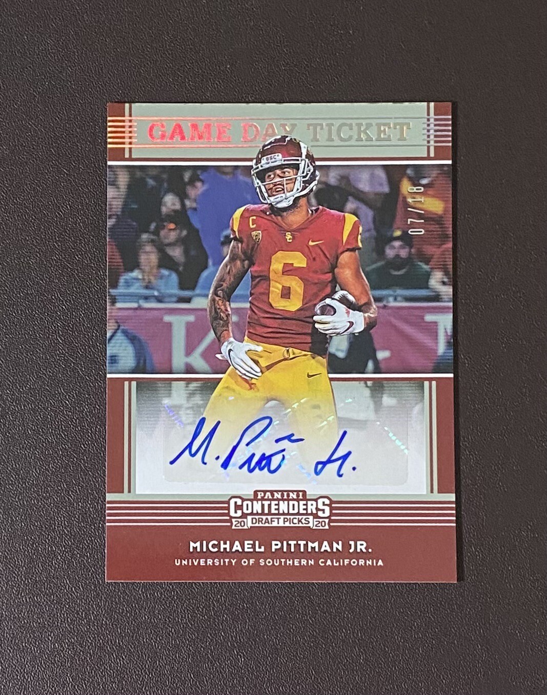 2020 Panini Contenders Game Day Ticket Michael Pittman Jr. Rookie Card Auto #/18