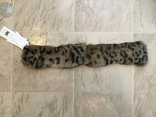Nwt $88 Surell Heather Leopard Animal Print Black Rabbit Fur Headband Scarf