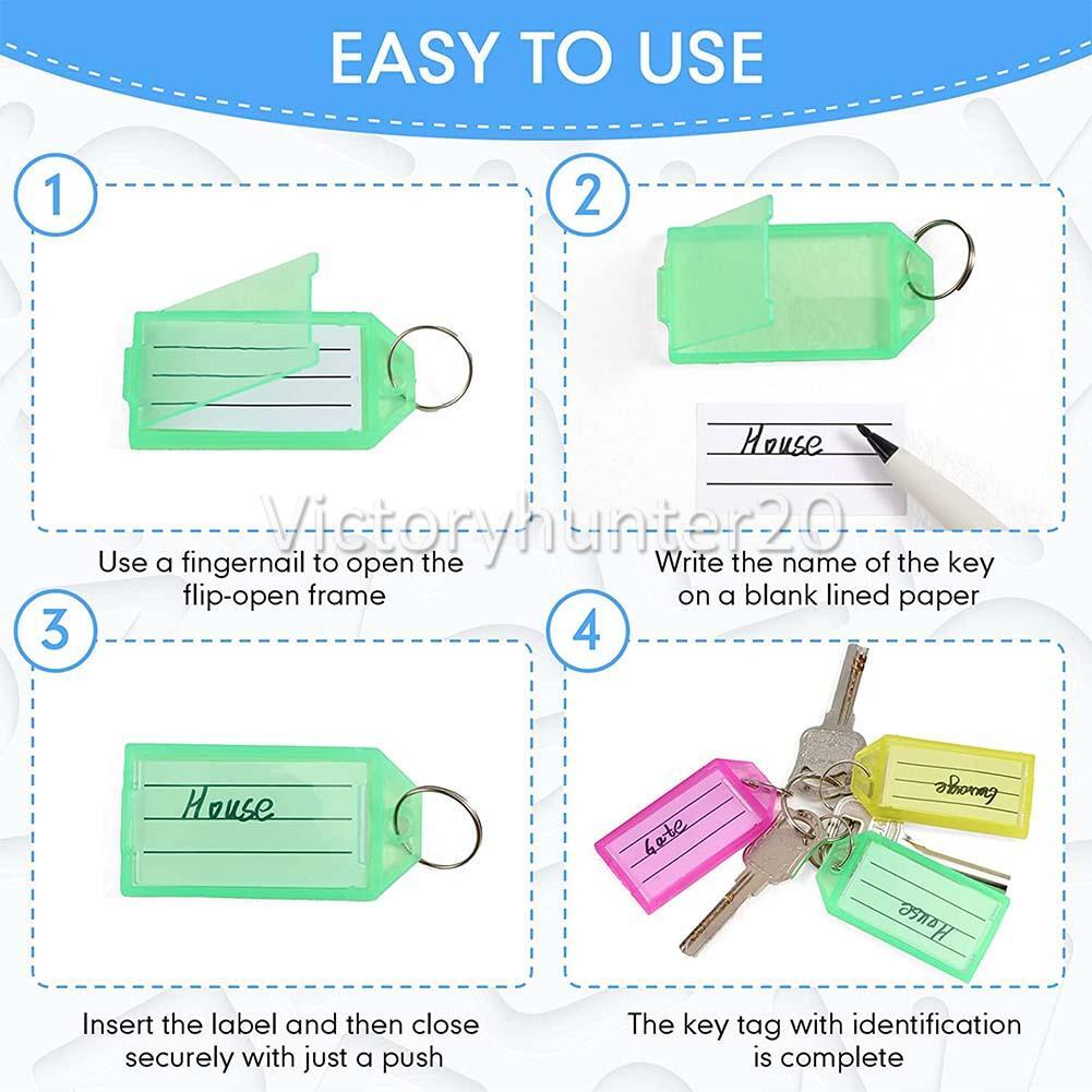 50/100Pcs Plastic Luggage Key Tags ID Tags Key Rings Key Tag Key Chains