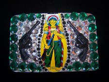 Cowgirl Western Rodeo ONE OF A KIND Indian Chief Rhinestone Belt Buckle