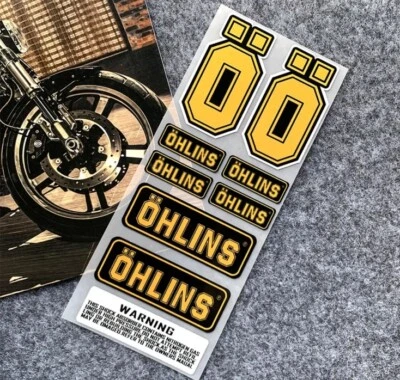 Kit Adesivi Ohlins BUBBLE FREE Moto Steli Forcella Carene 9 Pezzi