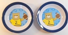 Pair of Vintage 80's Melamine Childs Bowls Teddy Bear Playing Football 2 Bowls