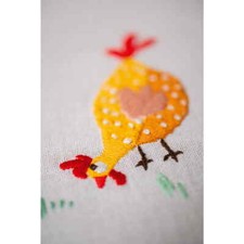 Vervaco Nappe Set point plat "Poulets colorés", dessin à broder, 80x80cm