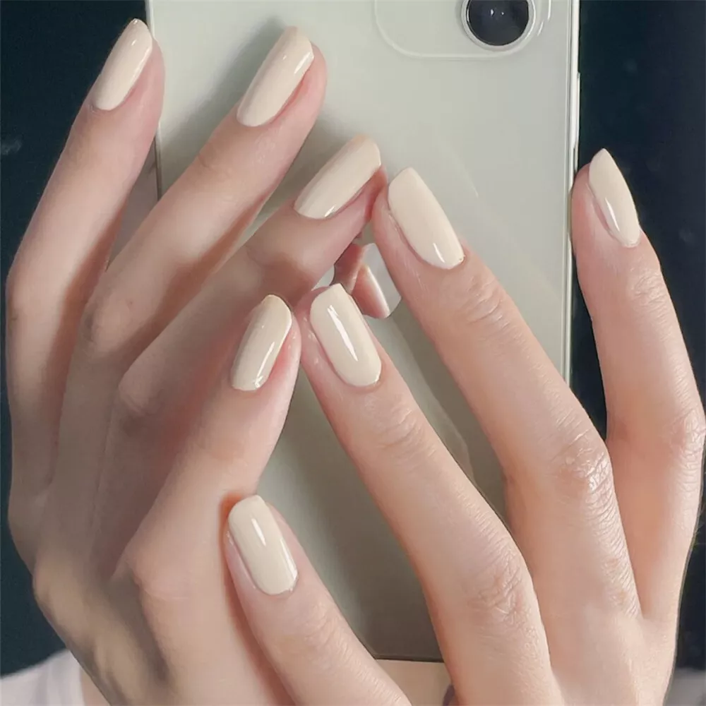 Beige acrylic nails deals