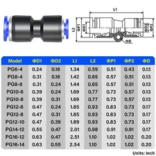 Straight Reducing 16mm Tube OD x 14mm Tube OD Tube OD Push to Connect Tube Fi...