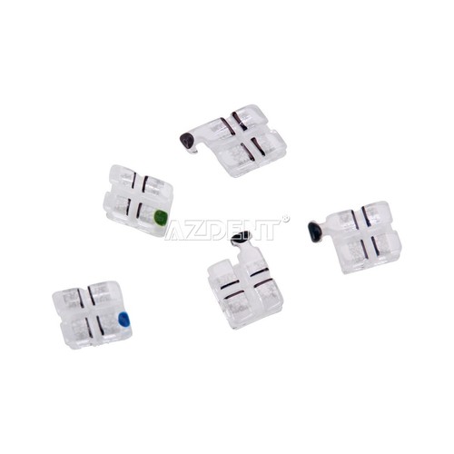Dental Monocrystalline Sapphire Brackets Crystal Clear Mini Roth.018 Hooks 345 - Picture 6 of 12
