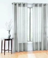 1 PURE SOLID BRONZE 8 GROMMET VOILE SHEER WINDOW PANEL CURTAIN TREATMENT DRAPE 