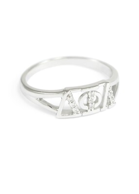 Delta Phi Lambda Sterling Silver ring with CZ's