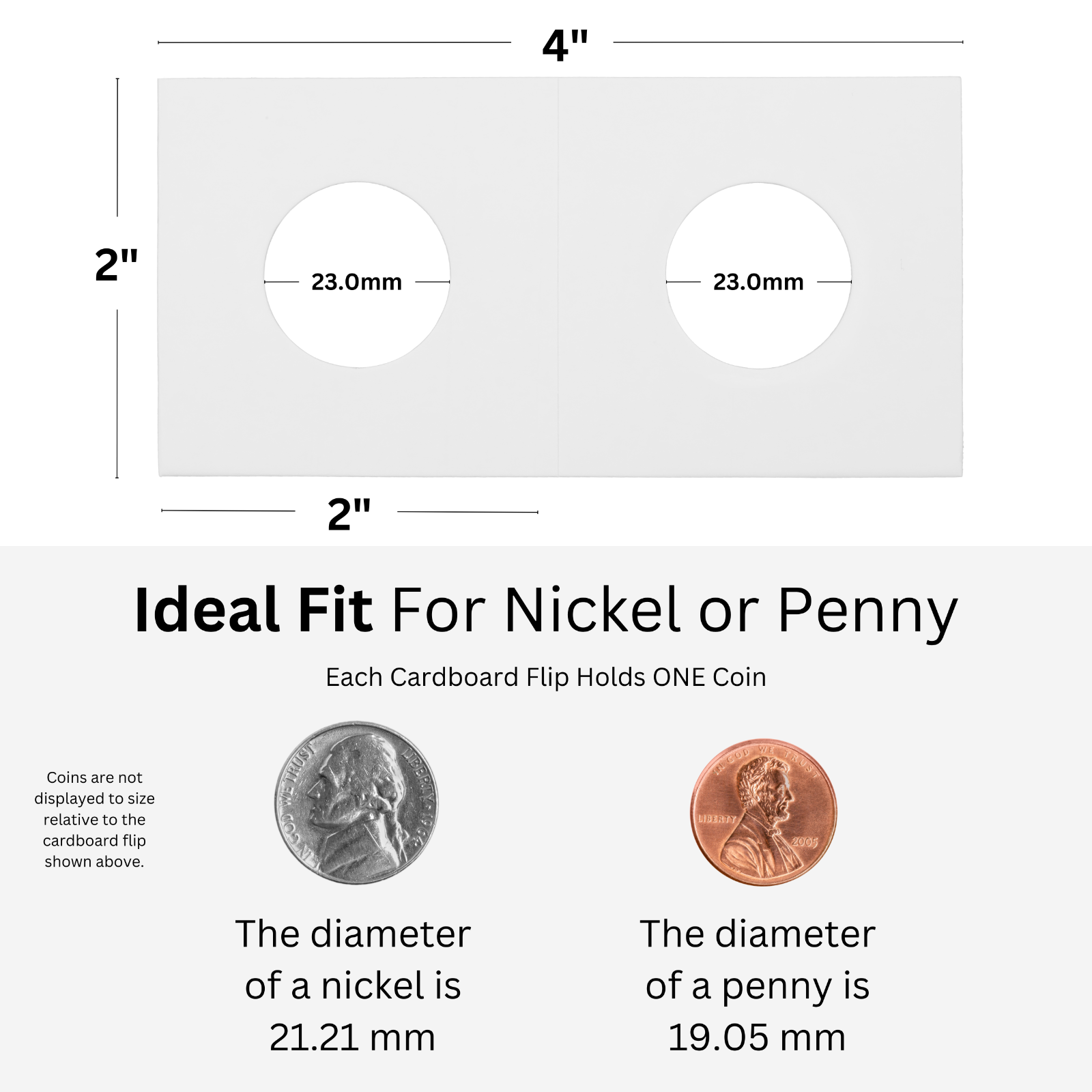 (100) Nickel / Penny Cent 23mm 2x2 Cardboard Coin Holder Flip eBay