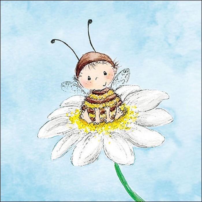 4 x Paper Napkins/33cm/3Ply/Decoupage/Summer/Daisy/Bee/Bee Child