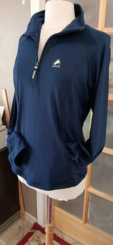 Supreme Horze Riding Shirt Equestrian Aquila Pullover Sz 14 Women Blue 1/2 Zip - Picture 3 of 12