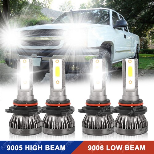 4 Bulbs 6000K For Chevy Silverado 1500 99-06 - LED Headlight Combo High Low Beam