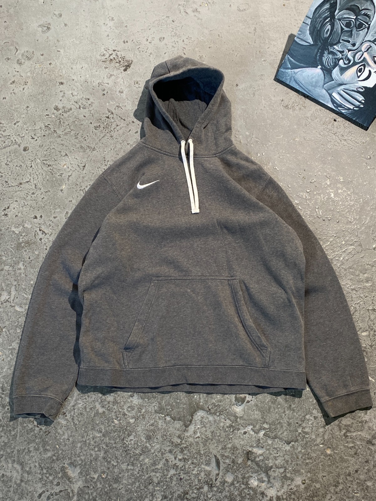 Sudadera con Capucha Nike Vintage Gris Talla XL Tech Fleece Suelta Algodón Y2K