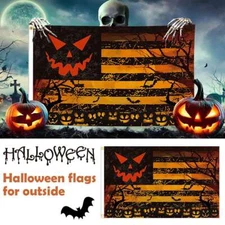 3x5 Feet Spooky Night Flag - Stripes Jack O' Lantern Pumpkin US Flag Halloween