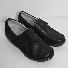 Alegria Lauren Women's Black Metallic Leather Hook Loop Clogs Shoes Sz 39 US 9