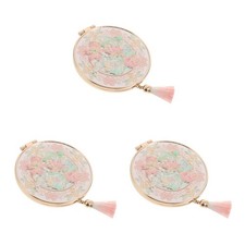 3 Pack Chinese Style Cosmetic Mirror Vintage Portable Compact Metal Pocket