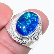 A+++ Triplet Opal Gemstone 925 Sterling Silver All Size Ring For Gift