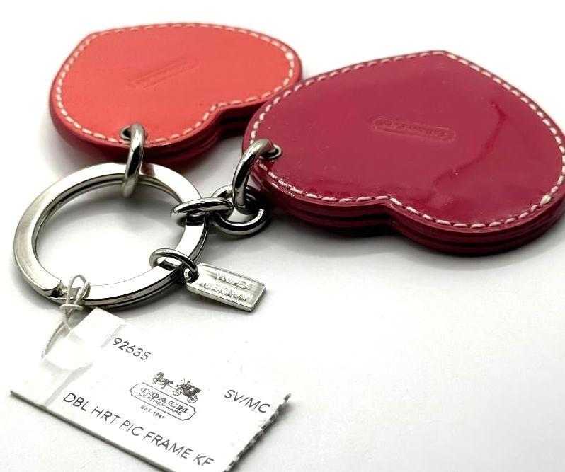COACH Letter*S* Pink Gold Metallic Leather KEY Chain FOB Charm w