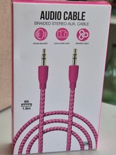 Braided Stereo Aux Audio Cable 6ft 3.5mm- Pink