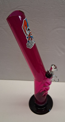 GRAFFIX 12'' PLASTIC SLANTED HANDGRIP WATERPIPE BONG HOOKA PULL CARB PINK 1.5''M