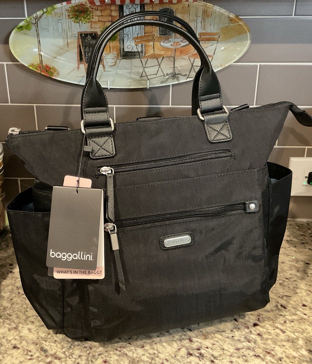 NWT Baggallini All Set 3-in-1 Tote Backpack RFID Travel Bag Black Crossbody New All Set 3 In 1 Tote Backpack main image 2