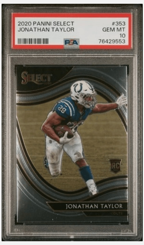 Graded 2020 Panini Select Jonathan Taylor #353 Rookie Football Card PSA 10