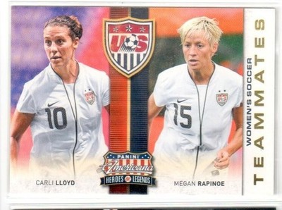 2012 Panini Americana CARLI LLOYD & MEGAN RAPINOE Heroes & Legends Teammates! #5