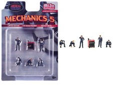 1/64 "Mechanics 5" 6 piece Diecast Figure Set 5 Figures 1 Tool Cabinet 