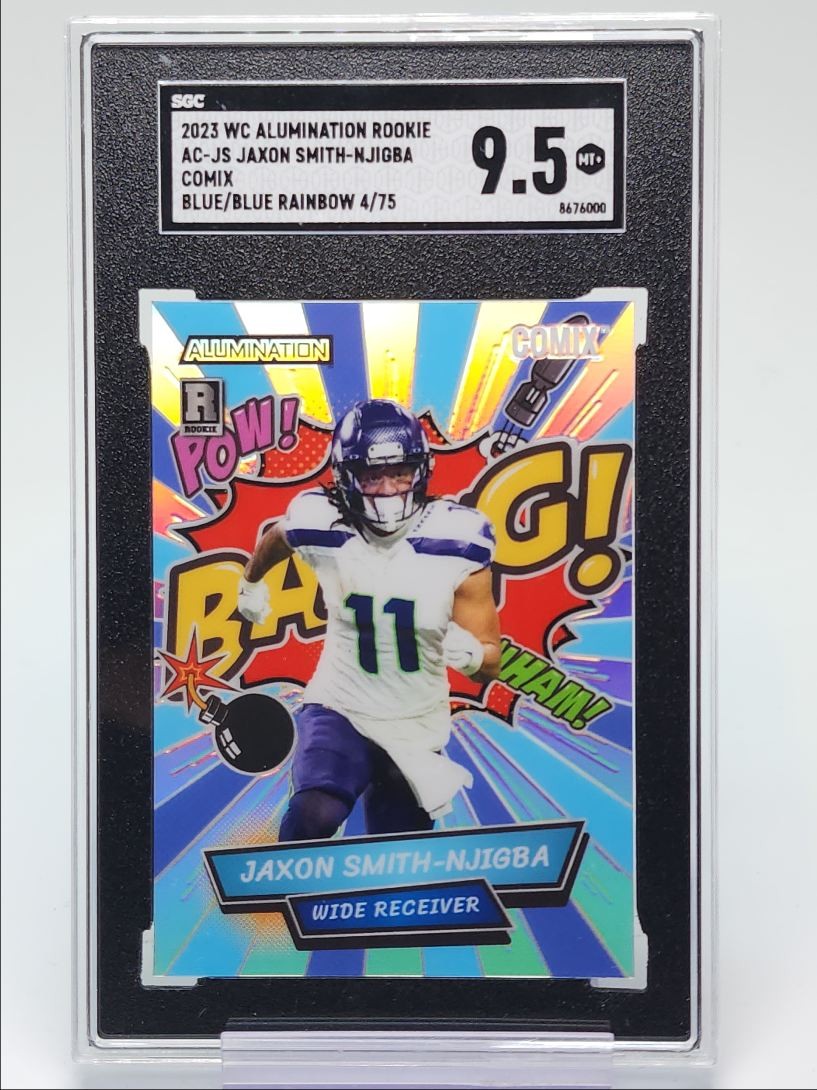 Jaxon Smith-Njigba Wild Card Alumination Rookie Edition Comix #ACJS Rainbow-Blue/Blue