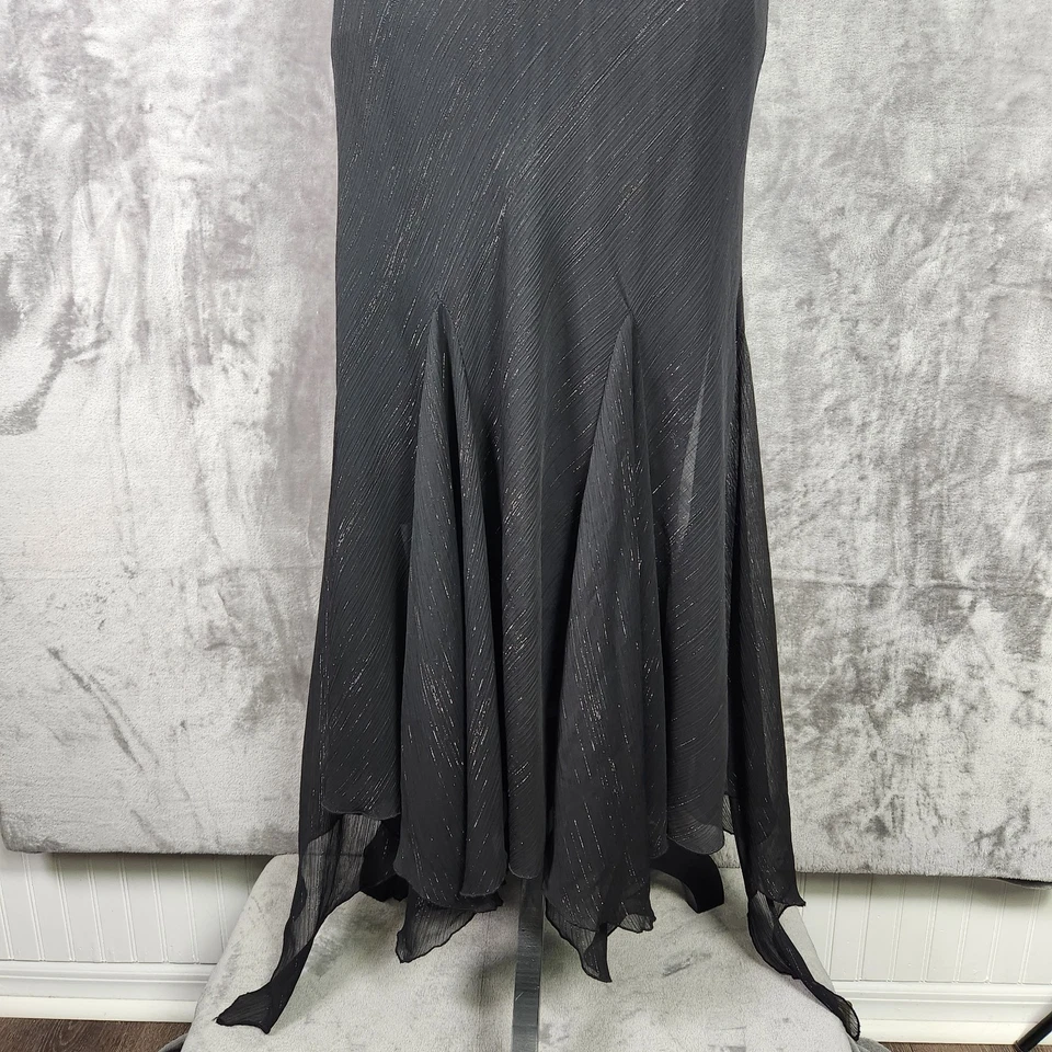 Maxi Vestido Vintage Y2K Para Mujer 8 Negro Metálico Hada Capricho Dobladillo Asimétrico Foto 4 de 4