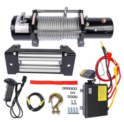Treuil électrique 12V 13500lb (6123 kg) 6,6CV Treuil tout-terrain Câble en acier - Photo 1/4