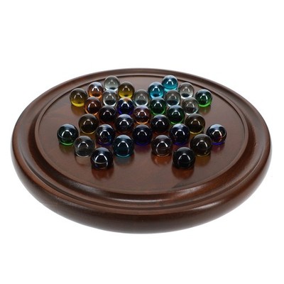WE Games Solid Maple Wood Solitaire Game, Made in USA, Assorted Marbles, 12 in