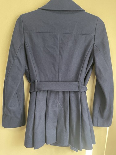 Via Spiga Black Wool Blend Double Breasted Pleated Belted Trench Coat-Pre Owned - Picture 7 of 22