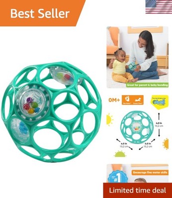 Oball Easy-Grasp Rattle BPA-Free Infant Toy in Teal, Age Newborn and up, 4 In...