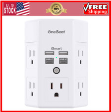 Outlet Extender with USB   5 AC Plug, 4 USB Ports, 3-Side Wall Adapter