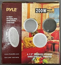 Pyle PDIC61RD 6.5" In-Ceiling/In-Wall 2-Way Speakers Pair – 200W Flush Mount