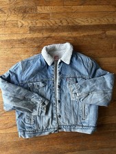 Vintage Levi  s Sherpa Lined Denim Trucker Jacket Made in USA Men  s 48 R