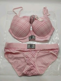 BRAND NEW Victoria Secret Matching Pink 34B Bra & Size XSmall Panties Set
