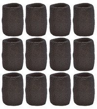 Tourna Unique Sports Wristbands/sweatbands Pack Of 12 6 Pair Black