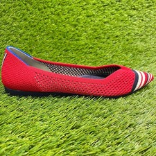 Rothy's The Point Womens Size 5 Red Casual Classic Slip On Ballet Flats Shoes